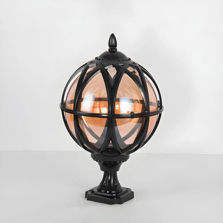 Vintage Bronze Finish Globe Metal Outdoor Post Lamp Image - 2