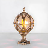 Vintage Bronze Finish Globe Metal Outdoor Post Lamp Image - 3