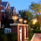 Vintage Bronze Finish Globe Metal Outdoor Post Lamp Image - 4