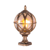Vintage Bronze Finish Globe Metal Outdoor Post Lamp Image - 7
