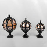 Vintage Bronze Finish Globe Metal Outdoor Post Lamp Image - 8
