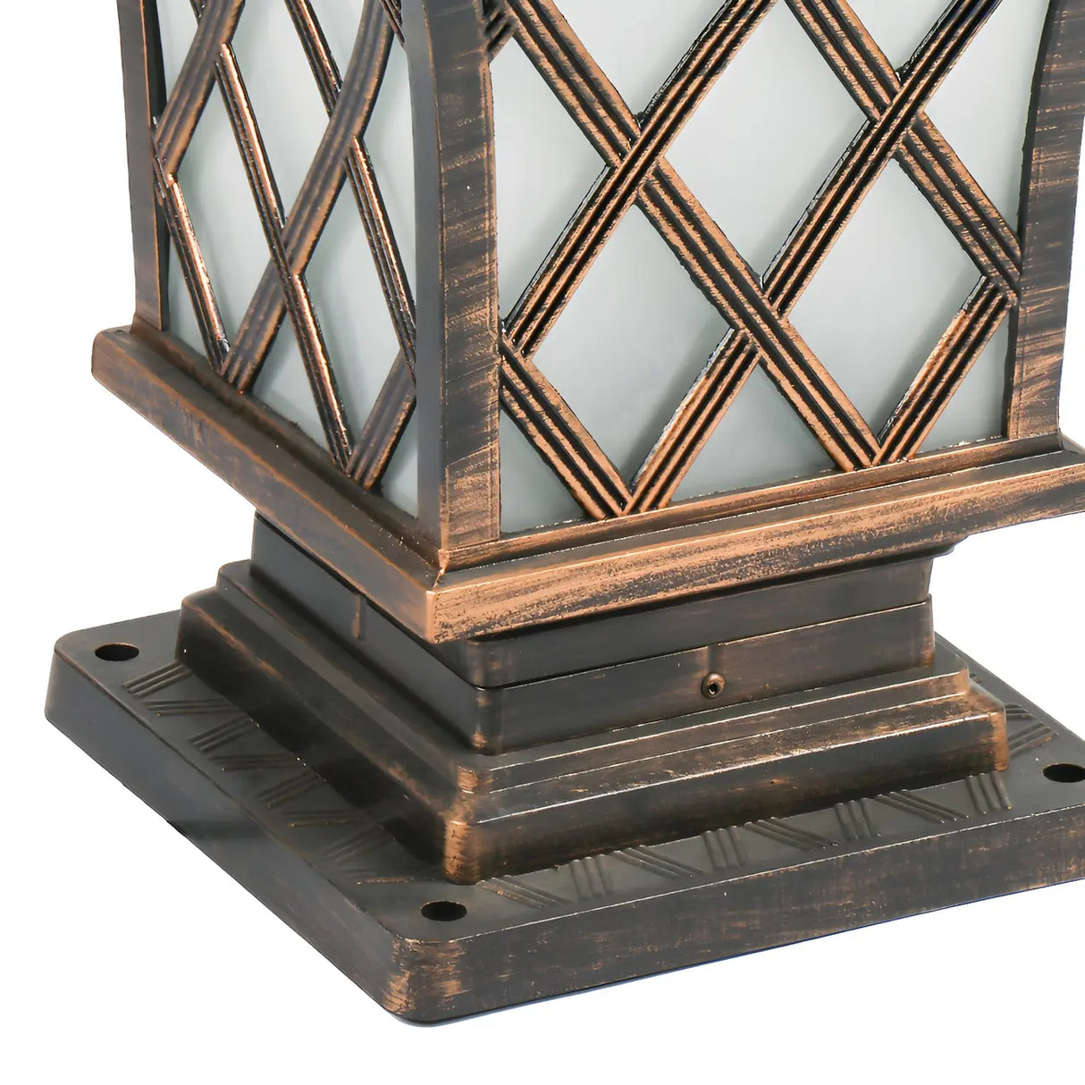 Vintage Bronze Finish Pillar Lantern Outdoor Table Lamp Image - 4