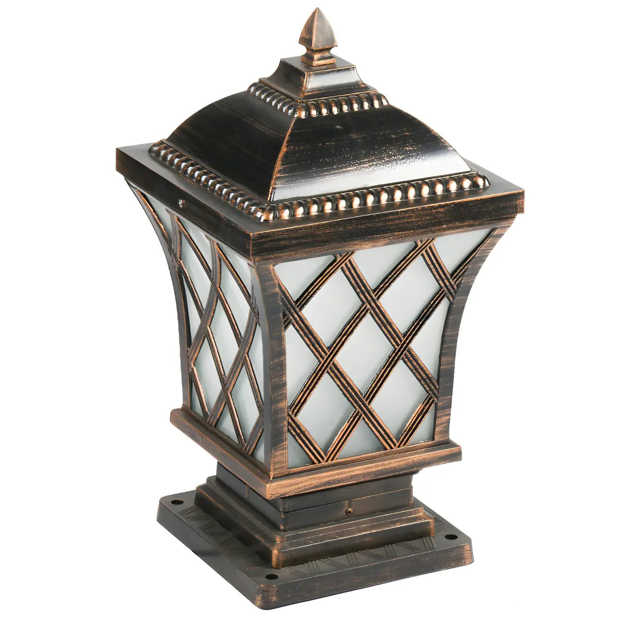 Vintage Bronze Finish Pillar Lantern Outdoor Table Lamp Image - 5