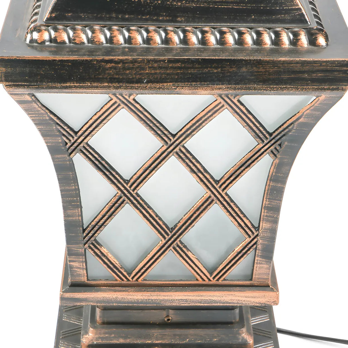 Vintage Bronze Finish Pillar Lantern Outdoor Table Lamp Image - 7