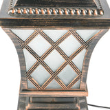 Vintage Bronze Finish Pillar Lantern Outdoor Table Lamp Image - 7