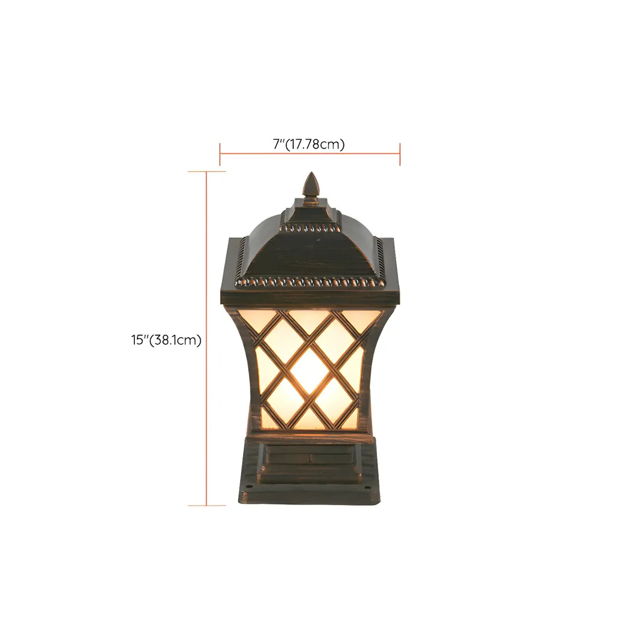 Vintage Bronze Finish Pillar Lantern Outdoor Table Lamp 