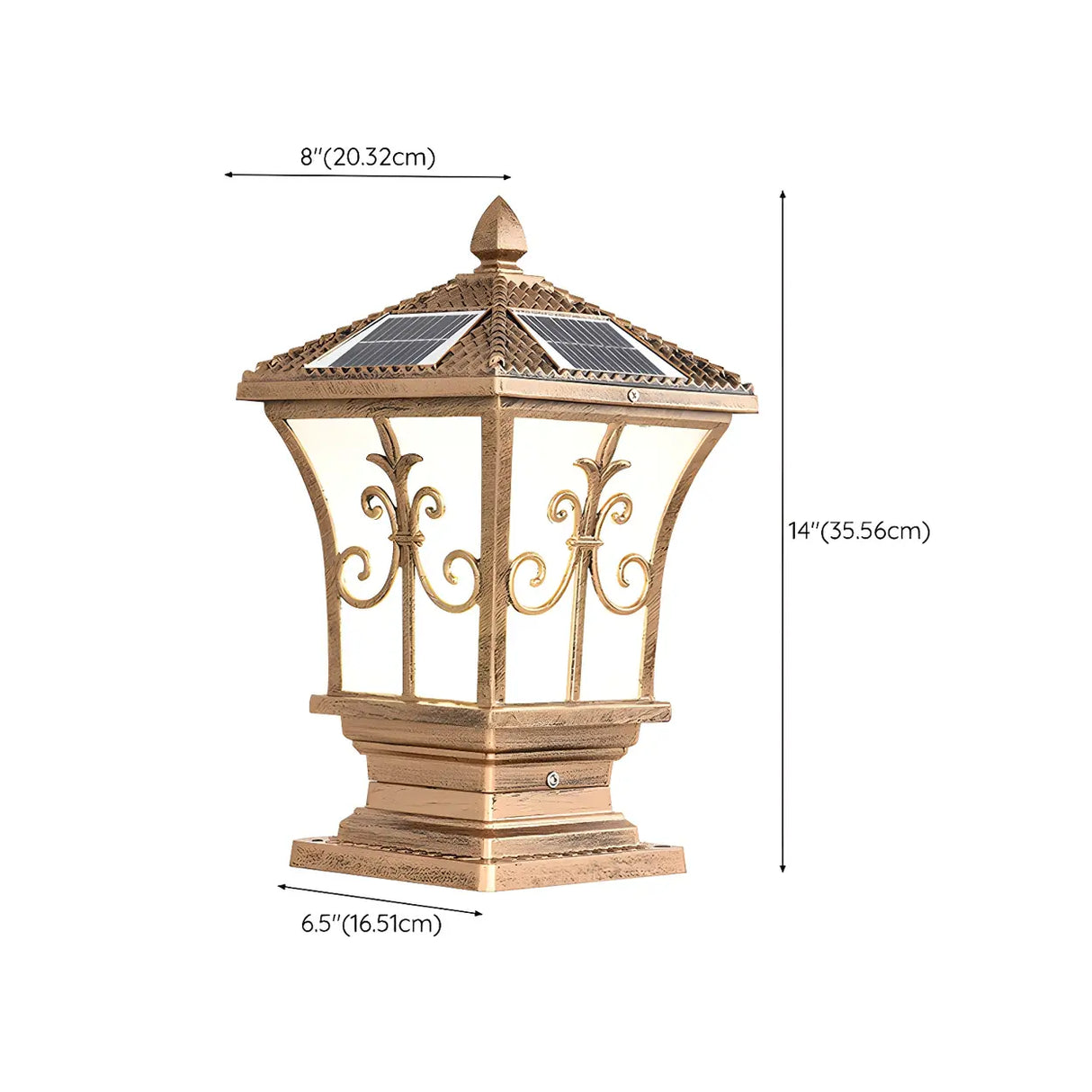 Vintage Bronze Finish Solar Square Outdoor Lantern Lamp 