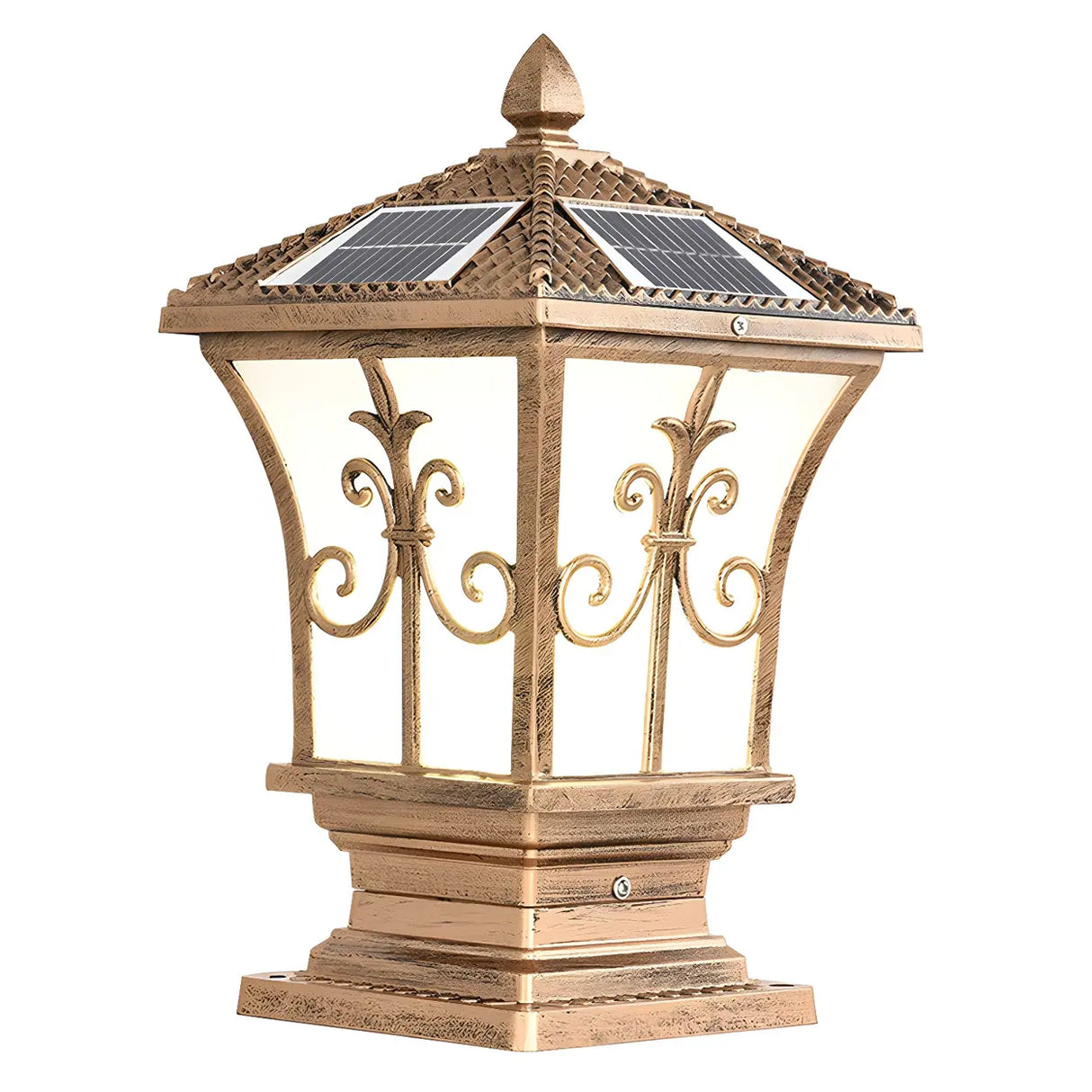 Vintage Bronze Finish Solar Square Outdoor Lantern Lamp Image - 2