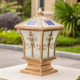 Vintage Bronze Finish Solar Square Outdoor Lantern Lamp Image - 3