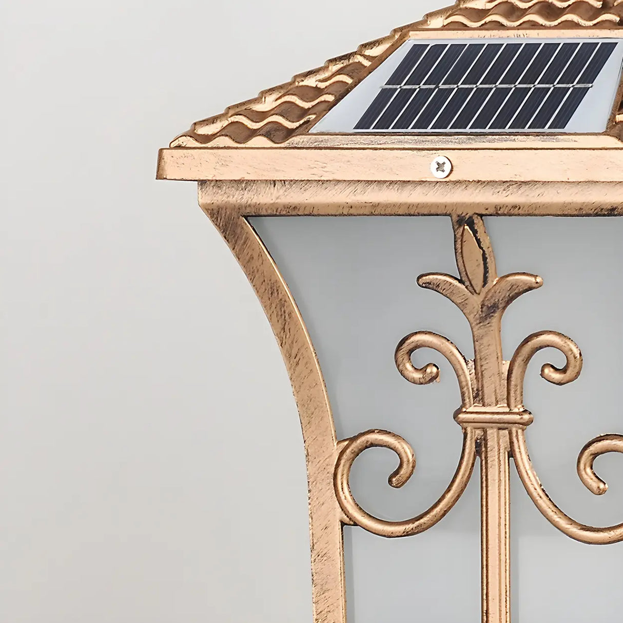 Vintage Bronze Finish Solar Square Outdoor Lantern Lamp Image - 5