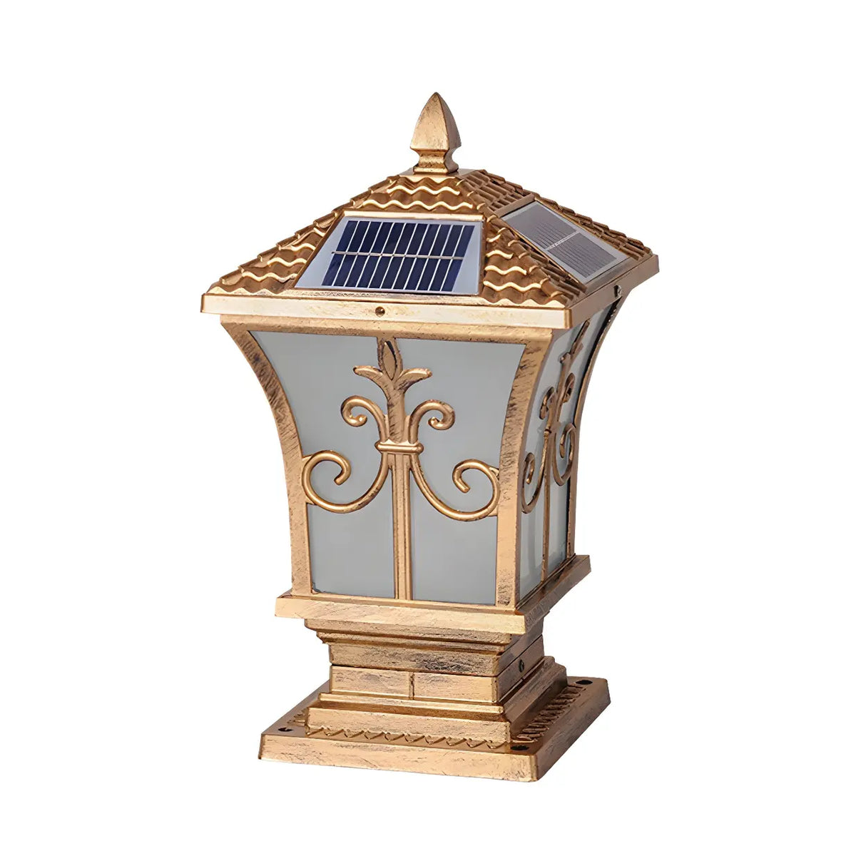 Vintage Bronze Finish Solar Square Outdoor Lantern Lamp Image - 6
