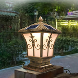 Vintage Bronze Finish Solar Square Outdoor Lantern Lamp Image - 7
