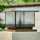 Vintage Bronze Finish Square Glass Solar Outdoor Lamp Image - 10