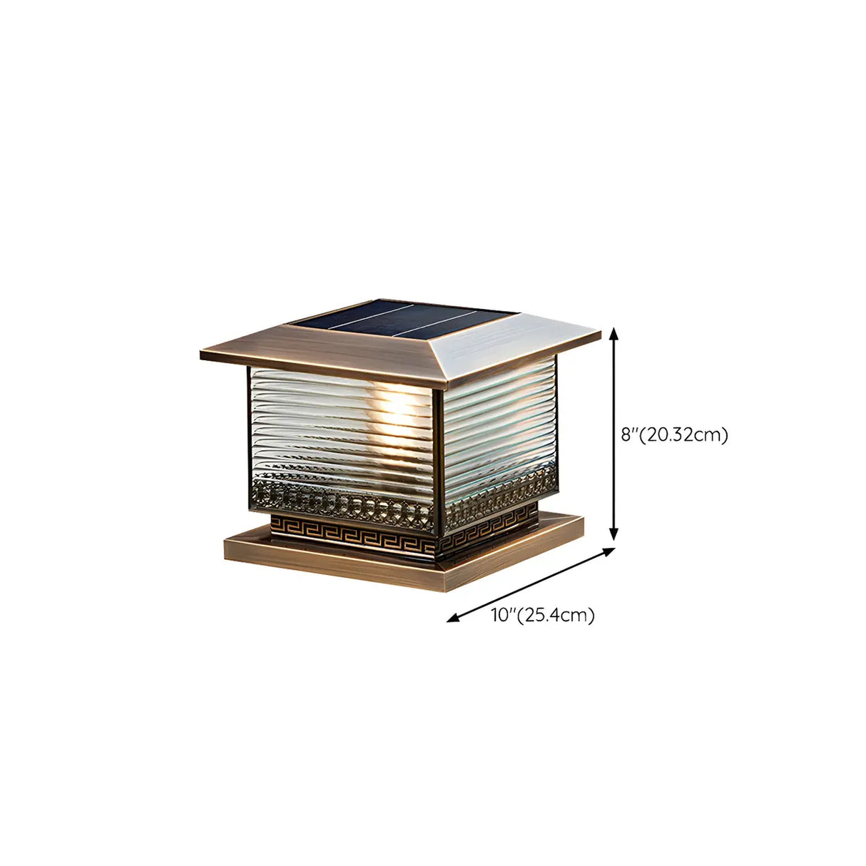 Vintage Bronze Finish Square Glass Solar Outdoor Lamp 