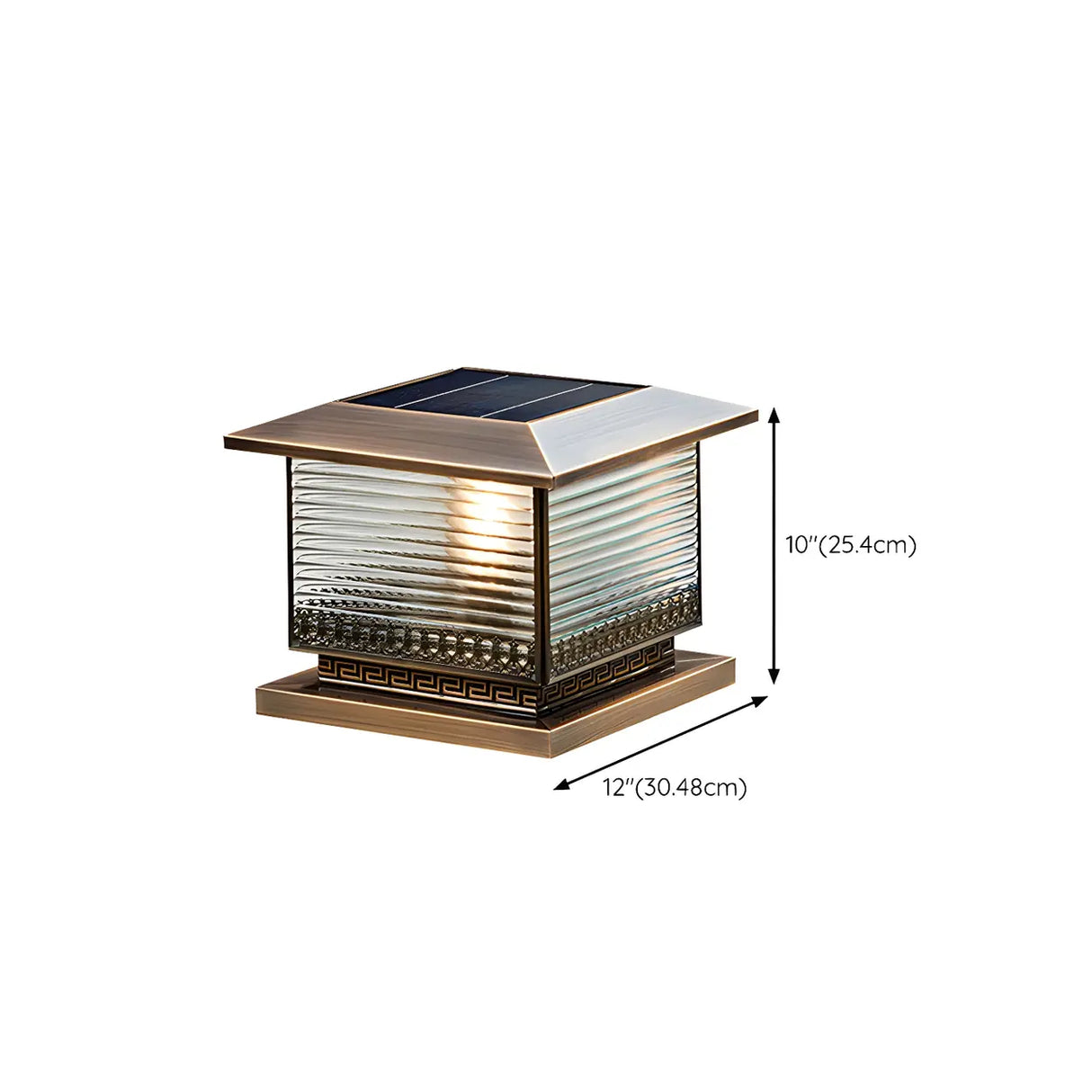 Vintage Bronze Finish Square Glass Solar Outdoor Lamp Image - 13
