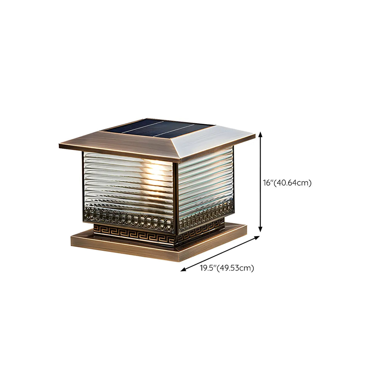 Vintage Bronze Finish Square Glass Solar Outdoor Lamp Image - 15