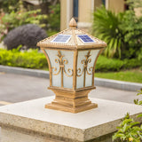 Vintage Bronze Lantern Solar Outdoor Garden Table Lamp Image - 10