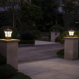 Vintage Bronze Lantern Solar Outdoor Garden Table Lamp Image - 12