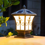 Vintage Bronze Lantern Solar Outdoor Garden Table Lamp Image - 4