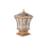 Vintage Bronze Lantern Solar Outdoor Garden Table Lamp Image - 5