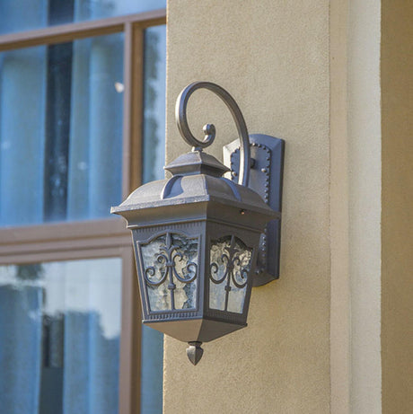 Vintage Bronze Outdoor Wall Lantern Sconce Image - 2