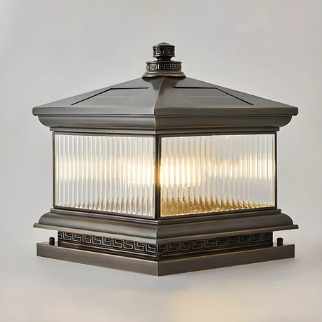 Vintage Bronze Solar Outdoor Decor Post Table Lamp Image - 2