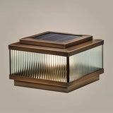 Vintage Bronze Square Glass Solar Outdoor Table Lamp Image - 5