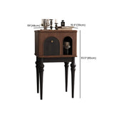 Vintage Brown High Leg Nightstand with Arch Door Drawer #size
