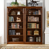 Vintage Brown Rubberwood Vertical Closed Back Bookcase Image - 1