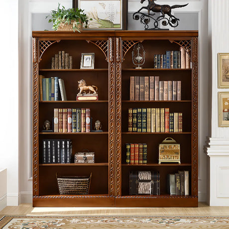 Vintage Brown Rubberwood Vertical Closed Back Bookcase Image - 1