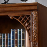 Vintage Brown Rubberwood Vertical Closed Back Bookcase Image - 4
