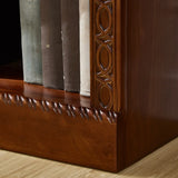 Vintage Brown Rubberwood Vertical Closed Back Bookcase Image - 5