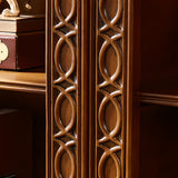 Vintage Brown Rubberwood Vertical Closed Back Bookcase Image - 6