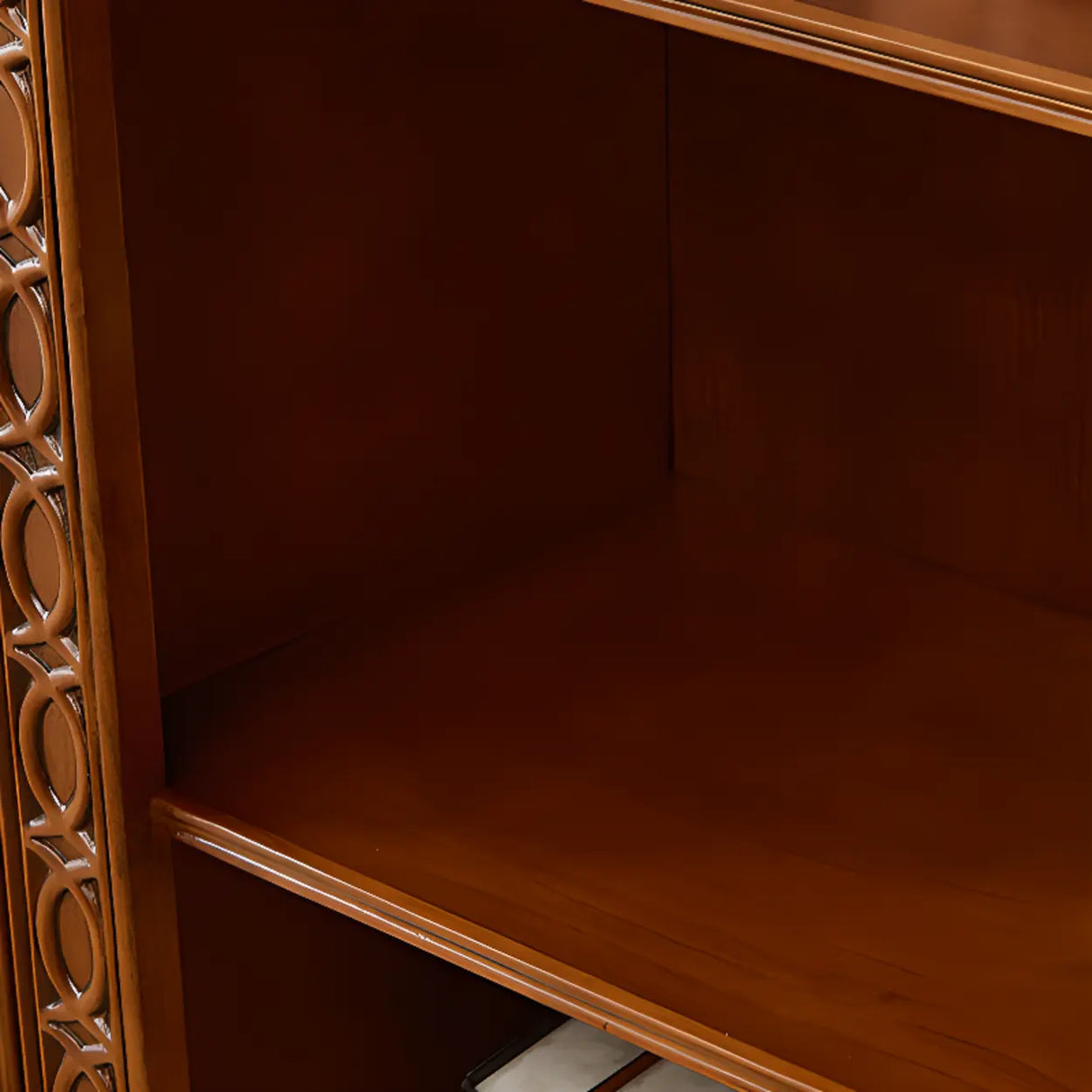 Vintage Brown Rubberwood Vertical Closed Back Bookcase Image - 8