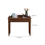 Vintage Brown Rubberwood Writing Desk with Drawers #size