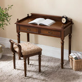 Vintage Brown Rubberwood Writing Desk with Drawers Image - 5