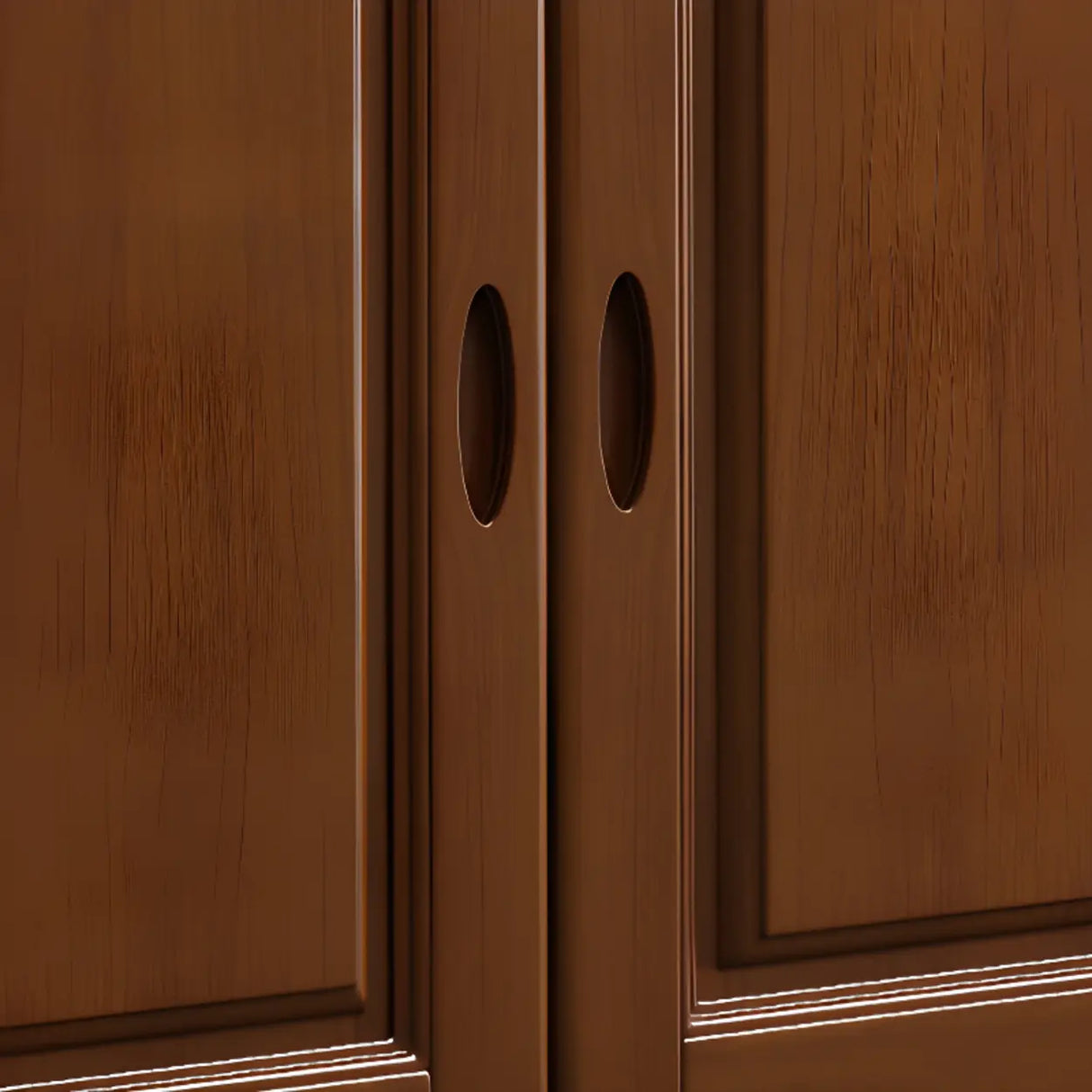 Vintage Brown Wood Drawers Glass Doors Tall Bookcase Image - 10