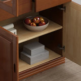 Vintage Brown Wood Drawers Glass Doors Tall Bookcase Image - 6