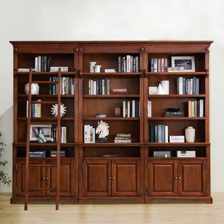 Vintage Brown Wood Large Capacity Organizing  Bookcase Image - 1