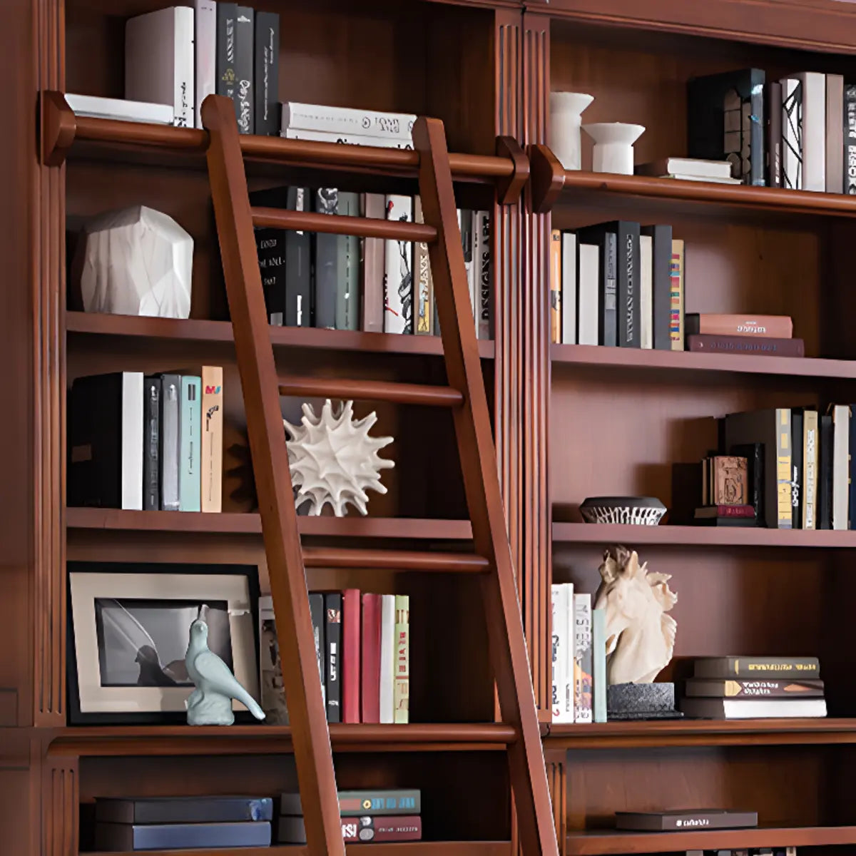 Vintage Brown Wood Large Capacity Organizing  Bookcase Image - 7