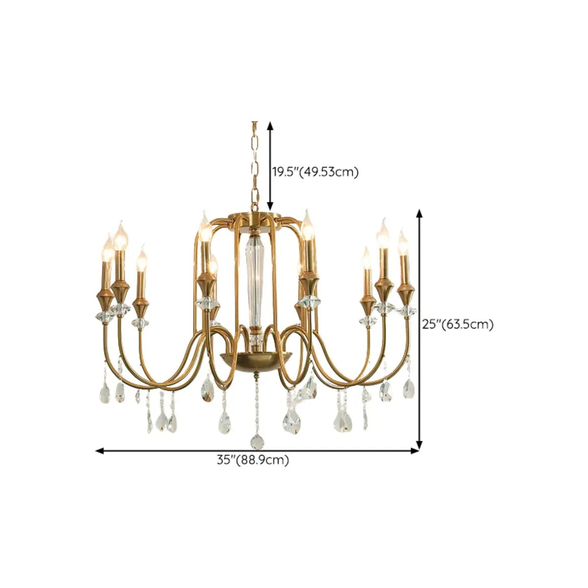 Vintage Candelabrum Brass Living Room Gold Chandelier Image - 14