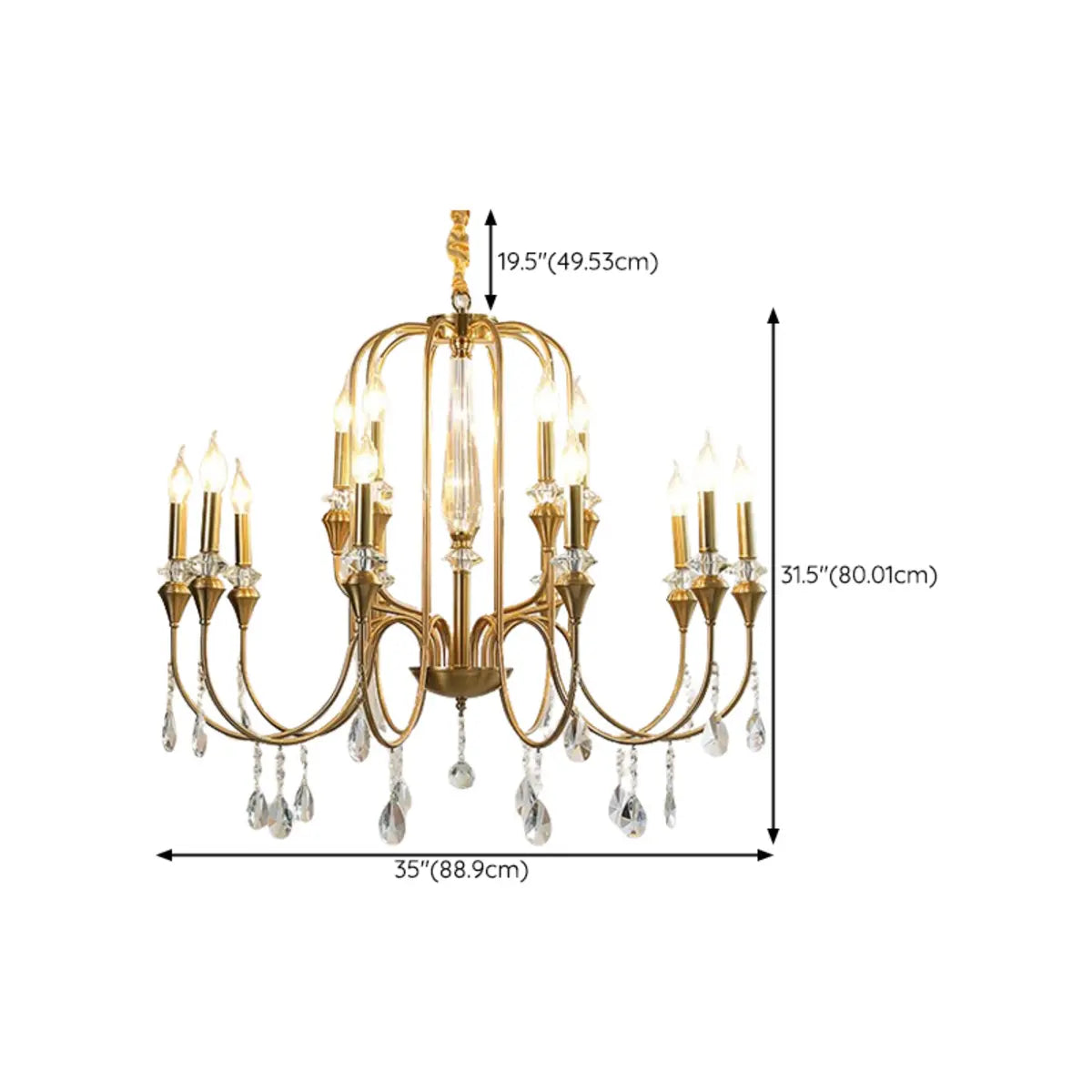 Vintage Candelabrum Brass Living Room Gold Chandelier Image - 15