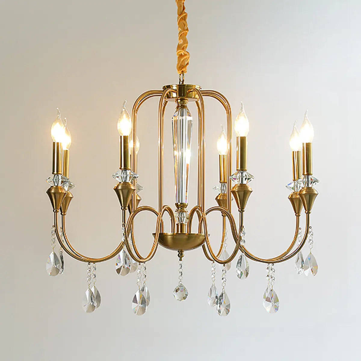 Vintage Candelabrum Brass Living Room Gold Chandelier Image - 5