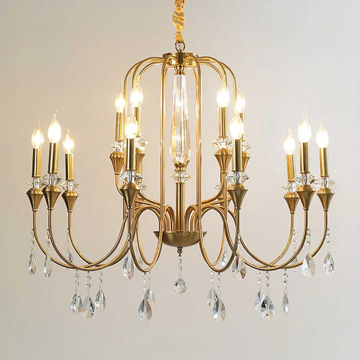 Vintage Candelabrum Brass Living Room Gold Chandelier Image - 7