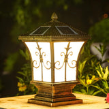 Vintage Cast Aluminum Solar Garden Lantern Outdoor Lamp Image - 1