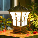 Vintage Cast Aluminum Solar Garden Lantern Outdoor Lamp Image - 2