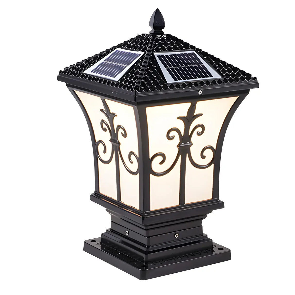 Vintage Cast Aluminum Solar Garden Lantern Outdoor Lamp Image - 9