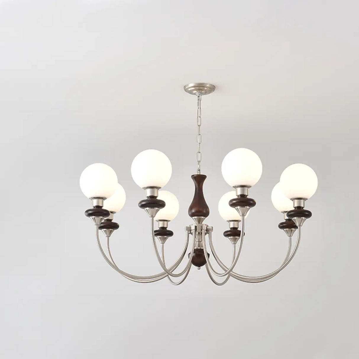 Vintage Chandelier Glass Brass Living Room 6 Lights Image - 11