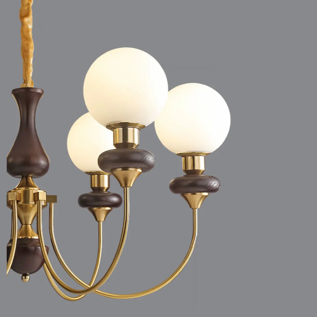 Vintage Chandelier Glass Brass Living Room 6 Lights Image - 16