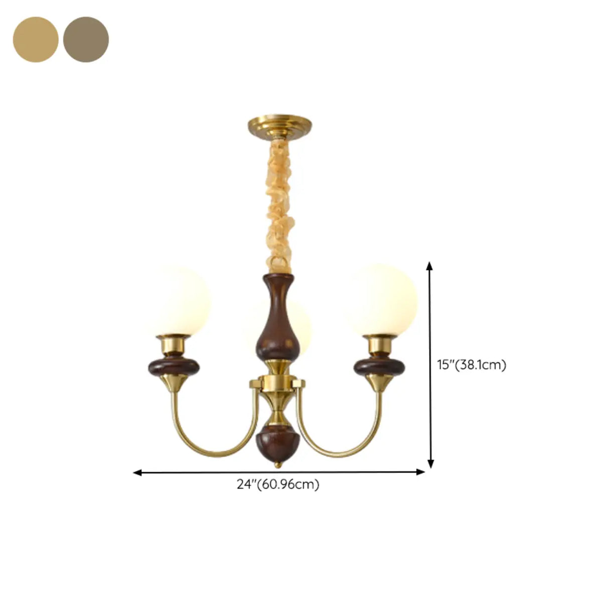 Vintage Chandelier Glass Brass Living Room 6 Lights 